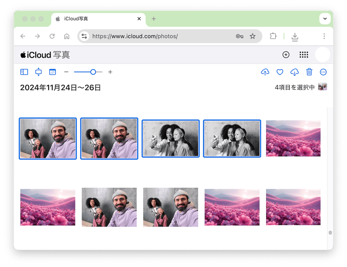 iCloudのストレージ設定で写真が最適化されています